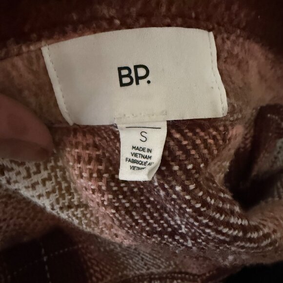 BP. Womens Plaid Button-Up Shacket S Brown/Beige Polyester/Cotton Blend - Picture 5 of 7